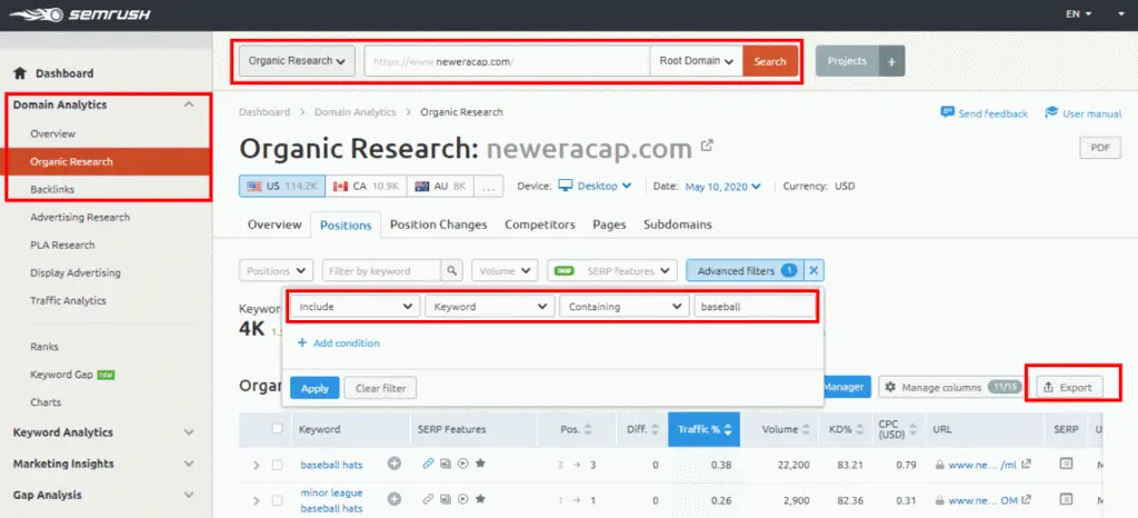 Semrush Competitor Research